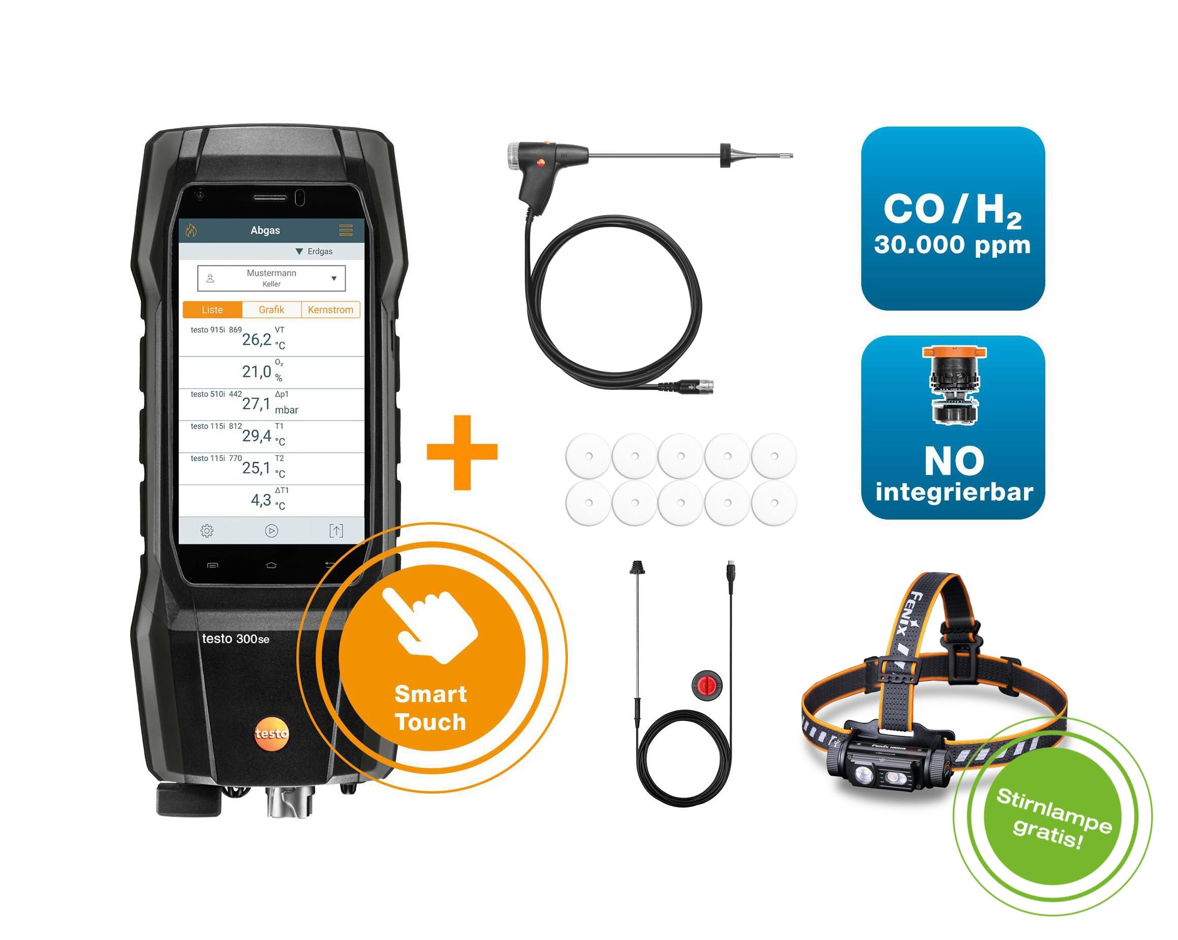 testo 300 Flue Gas Analyzer - Professional Set BASIC (CO H² Sensor 30,000 ppm)